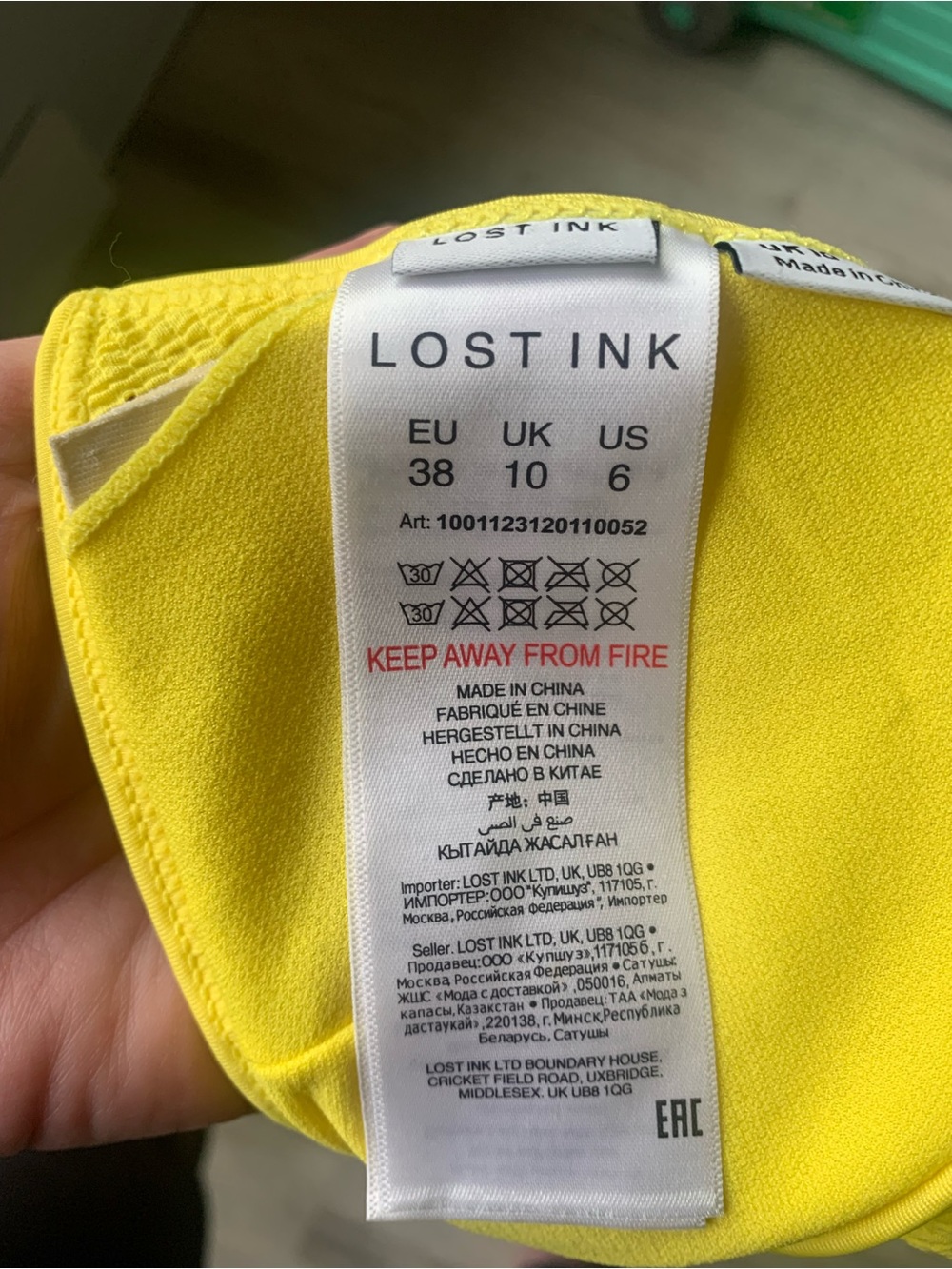 NWOT! Lost Ink, ASOS Yellow Ruffle bikini top - Picture 8 of 9